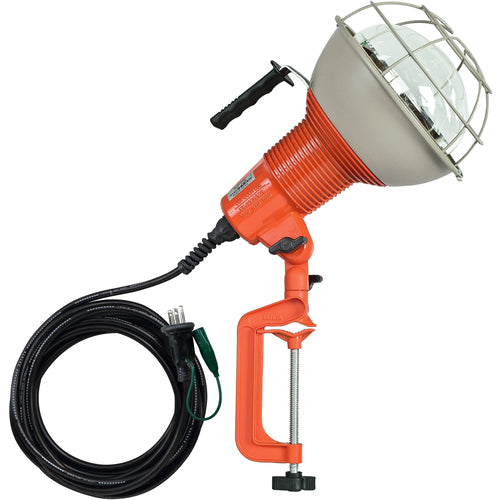 ハタヤ　防雨型作業灯　リフレクターランプ３００Ｗ　１００Ｖ接地付５ｍ　バイス付
