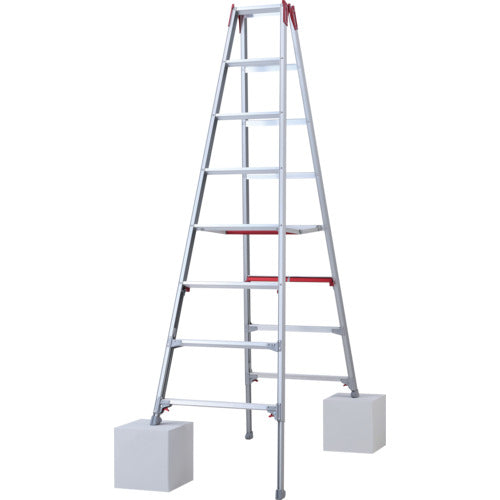 ハセガワ　脚部伸縮式アルミ専用脚立　ワンタッチバー　ＲＹＲ型　８段（１０９０５）