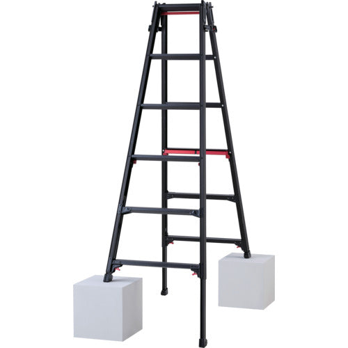 ハセガワ　脚部伸縮脚立　シャガマン　ブラック　６段（１０７６１）