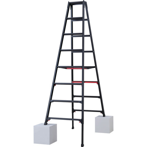 ハセガワ　脚部伸縮式専用脚立　シャガマン　ブラック　８段（１０７６３）