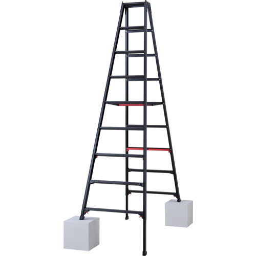 ハセガワ　脚部伸縮式専用脚立　シャガマン　ブラック　９段（１０７６４）