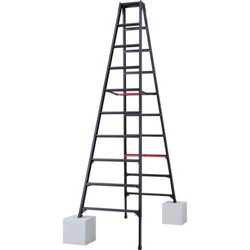 ハセガワ　脚部伸縮式専用脚立　シャガマン　ブラック　１０段（１０７６５）