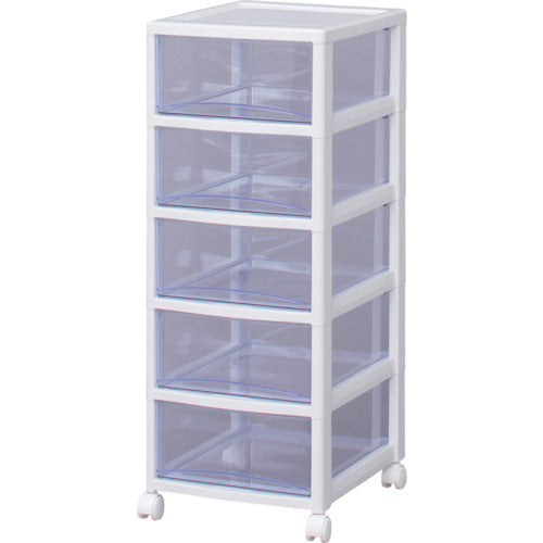 ＩＲＩＳ　２２１２５５　スーパークリアチェスト　ホワイト／クリアブルー　５段タイプ