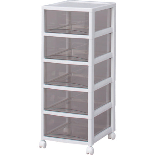 ＩＲＩＳ　２２１２４９　スーパークリアチェスト　ホワイト／クリアブラウン　５段タイプ