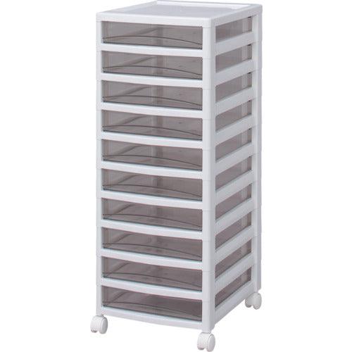 ＩＲＩＳ　２２１２９９　スーパークリアチェスト　ホワイト／クリアブラウン　１０段タイプ