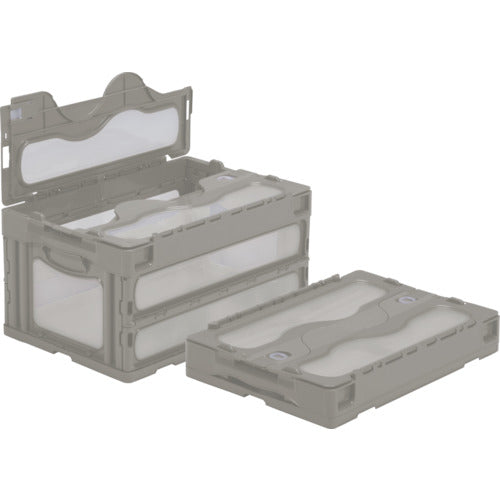 サンコー　フタ一体型折りたたみコンテナー　５５９０２０　マドコンＣ－４０Ｂ　ライトグレー