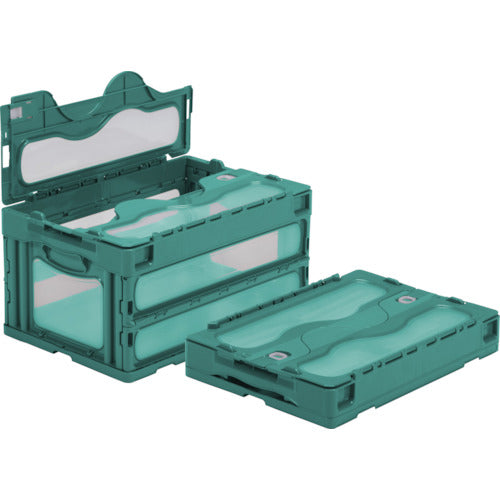 サンコー　フタ一体型折りたたみコンテナー　５５９０２０　マドコンＣ－４０Ｂグリーン