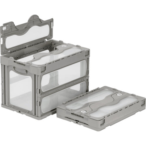 サンコー　フタ一体型折りたたみコンテナー　５５９２３０　マドコンＣ－６０Ｂ　ライトグレー