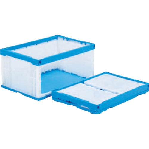 サンコー　折りたたみコンテナー　５５５８７０　オリコンラックＰ７５Ｂ－Ｄ（長側扉なし）ブルー／ホワイト