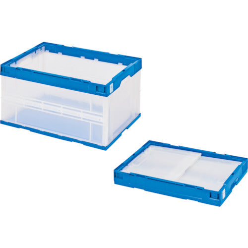 積水　折りたたみコンテナ　エコタイプ　フタ無し　透明×ダークブルー　７５リットル　透明青