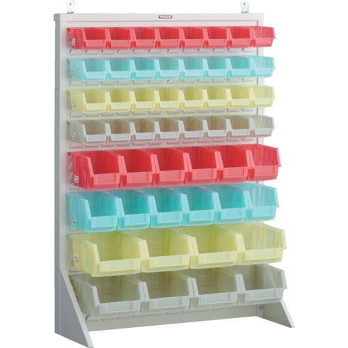 ＴＲＵＳＣＯ　パネルコンテナラック　片面式・床置タイプ・コンテナ半透明仕様　９１０×３２０×Ｈ１２４０　ホワイト　小×３２　中×１２　大×８