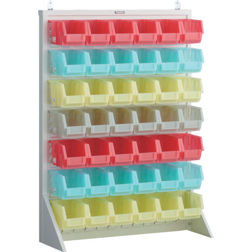 ＴＲＵＳＣＯ　パネルコンテナラック　片面式・床置タイプ・コンテナ半透明仕様　９１０×３２０×Ｈ１２４０　ホワイト　中×４２