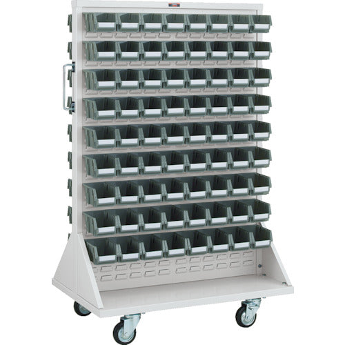 ＴＲＵＳＣＯ　パネルコンテナラック　９１０Ｘ６００ＸＨ１４２０　両面式車輪付　小Ｘ１４４