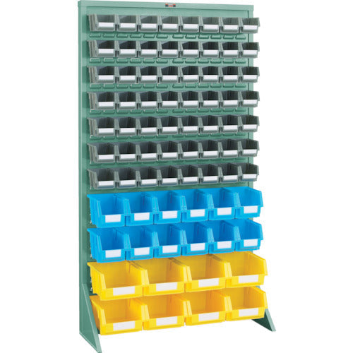 ＴＲＵＳＣＯ　パネルコンテナラック　床置型　コンテナ小Ｘ５６中Ｘ１２　大Ｘ８　緑