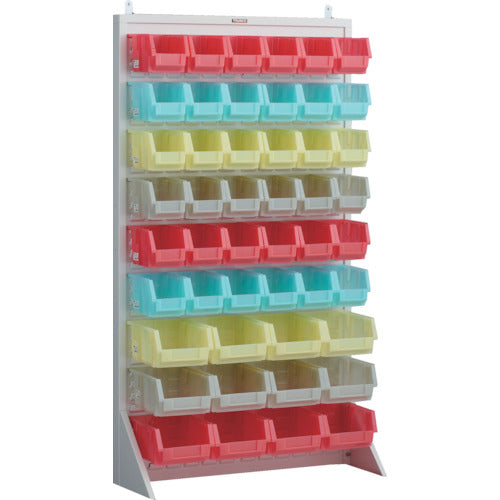 ＴＲＵＳＣＯ　パネルコンテナラック　片面式・床置タイプ・コンテナ半透明仕様　９１０×３２０×Ｈ１６００　ホワイト　中×３６　大×１２