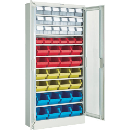 ＴＲＵＳＣＯ　コンテナラックケース　バンラックケース　Ｍ型　両開き扉　コンテナ入　Ｈ１７９０