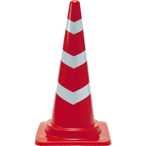 ＴＲＵＳＣＯ　反射テープ付安全コーン　幅３８０ｍｍＸ高さ７００ｍｍ　レッド　テープ３段