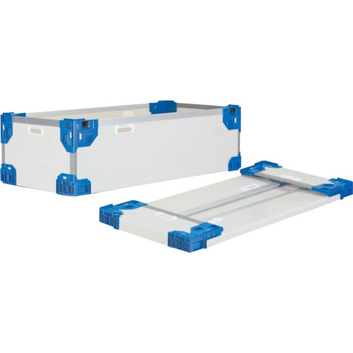 ＲＩＳＵ　テクセルハイブリッド折りたたみコンテナー　６３７４５７　長尺折り畳みコンテナＲＳ－ＳＭナチュラル／ダークブルー１０９０×５４５×２５０