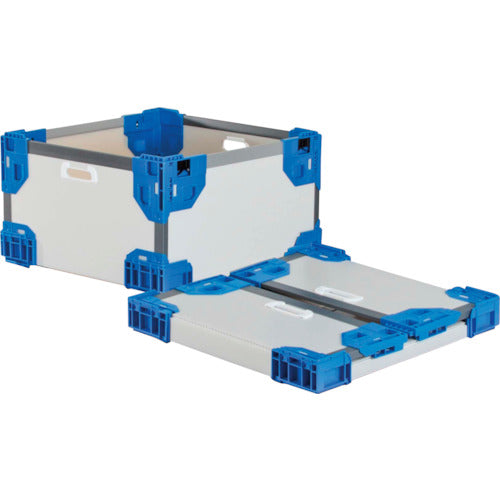 ＲＩＳＵ　テクセルハイブリッド折りたたみコンテナー　６３７４９５　長尺折り畳みコンテナＲＳ－ＳＭナチュラル／ダークブルー５４５×５４５×３００