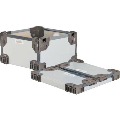 ＲＩＳＵ　テクセルハイブリッド折りたたみコンテナー　６３７５１８　長尺折り畳みコンテナＴＥ－ＲＳ－ＳＭナチュラル／グレー５４５×５４５×３００