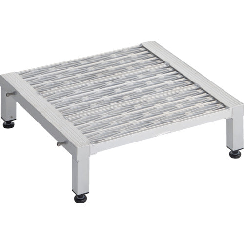 ＴＲＵＳＣＯ　高床式アルミ製ステップ　グレーチング仕様　６００Ｘ６００ＸＨ１９０〜２２０