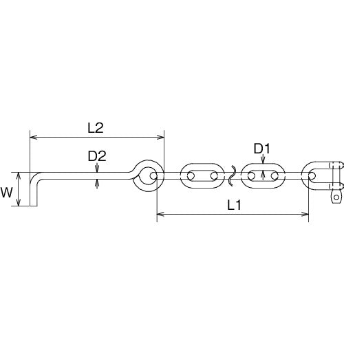 ＴＲＵＳＣＯ　ステンレス　アンカー付きチェーン　４ｍｍ　チェーン長さ５００ｍｍ