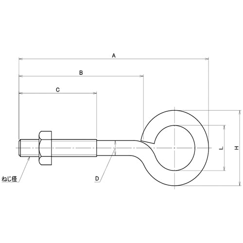 TRUSCO ロングアイボルト（スチール製）