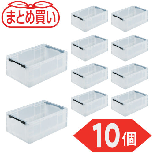 ＴＲＵＳＣＯ　【まとめ買い】オリコン　ＴＰＯ型　折りたたみコンテナ　ＴＰ規格　２４Ｌ　透明　１０個