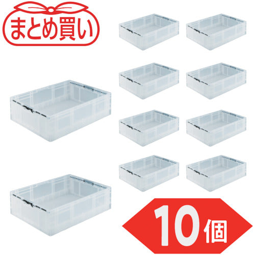 ＴＲＵＳＣＯ　【まとめ買い】オリコン　ＴＰＯ型　折りたたみコンテナ　ＴＰ規格　５３Ｌ　透明　１０個
