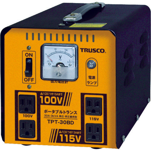 ＴＲＵＳＣＯ　ポータブルトランス　３０Ａ　３ｋＶＡ　降圧・昇圧兼用型