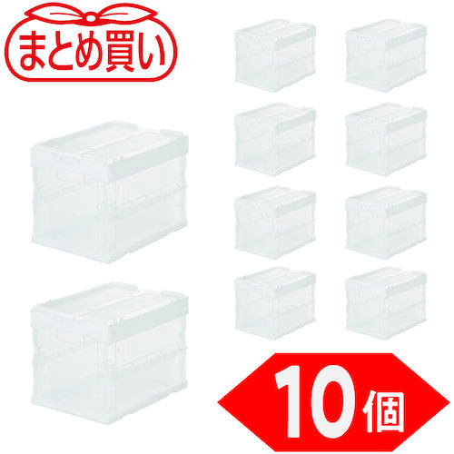 ＴＲＵＳＣＯ　【まとめ買い】オリコン　α折りたたみコンテナ　スケルコン　２０Ｌ（蓋付）　透明　１０個