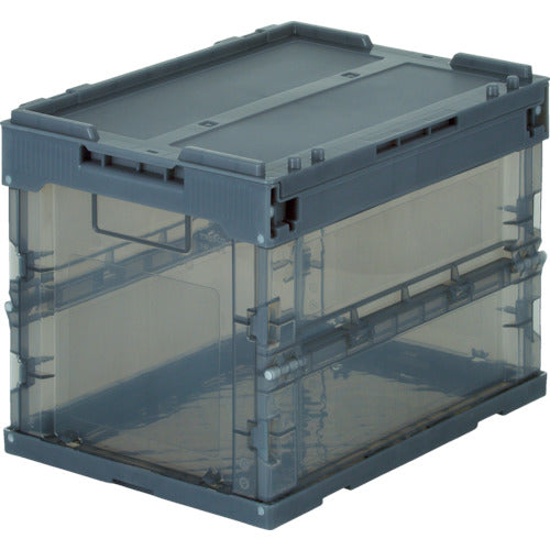 ＴＲＵＳＣＯ　オリコン　α折りたたみコンテナ　スケルコン　２０Ｌ（蓋付）　透明ブラック　黒