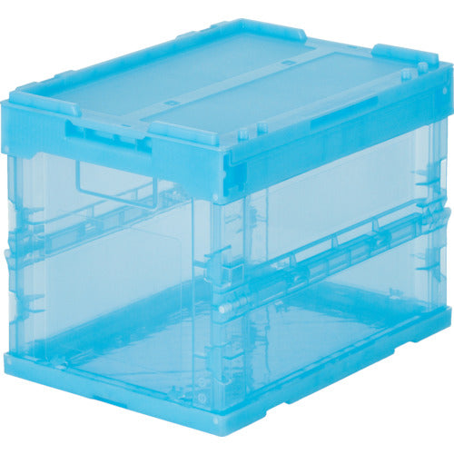 ＴＲＵＳＣＯ　オリコン　α折りたたみコンテナ　スケルコン　２０Ｌ（蓋付）　透明ブルー　青