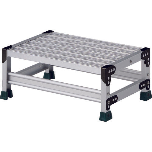 ＴＲＵＳＣＯ　作業用踏台　アルミ製・グレーチング仕様　ＳＵＳ金具　１段　高さ０．２５ｍ　天板６００×４００