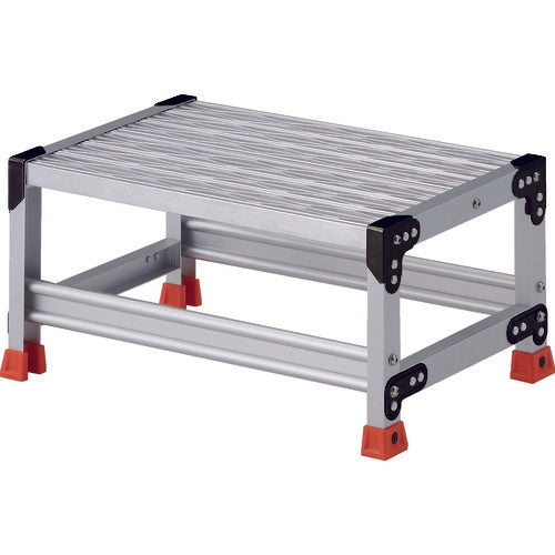 ＴＲＵＳＣＯ　作業用踏台　アルミ製・グレーチング仕様　ＳＵＳ金具　１段　高さ０．３ｍ　天板６００×４００