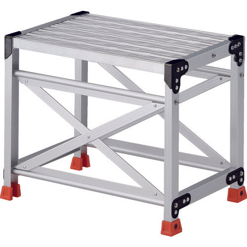 ＴＲＵＳＣＯ　作業用踏台　アルミ製・グレーチング仕様　ＳＵＳ金具　１段　高さ０．５ｍ　天板５００×４００