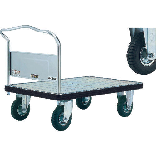 ダンディ　スチール台車　ダンディＤシリーズ　タイプＤＧ　固定ハンドル式　悪路用ノーパンクタイヤ仕様　Ｗ１２００×Ｄ７５０