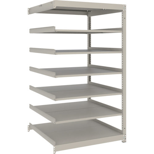 ＴＲＵＳＣＯ　スチールラック　薄板ラック（棚板分割タイプ、耐荷重１００Ｋｇ）９００×５９５×Ｈ１５００　７段連結　　ネオグレー
