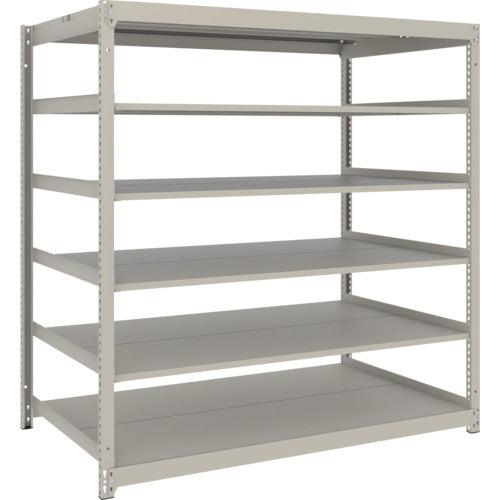 ＴＲＵＳＣＯ　スチールラック　薄板ラック（棚板分割タイプ、耐荷重１００Ｋｇ）１５００×８７５×Ｈ１５００　６段単体　　ネオグレー