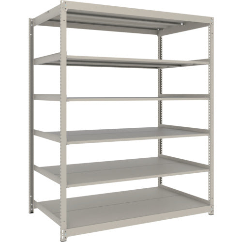 ＴＲＵＳＣＯ　スチールラック　薄板ラック（棚板分割タイプ、耐荷重１００Ｋｇ）１５００×５９５×Ｈ１８００　６段単体　　ネオグレー