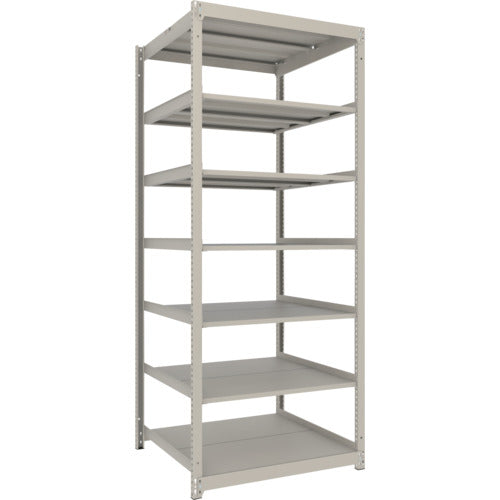 ＴＲＵＳＣＯ　スチールラック　薄板ラック（棚板分割タイプ、耐荷重１００Ｋｇ）９００×８７５×Ｈ２１００　７段単体　　ネオグレー