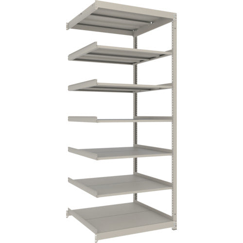 ＴＲＵＳＣＯ　スチールラック　薄板ラック（棚板分割タイプ、耐荷重１００Ｋｇ）９００×５９５×Ｈ２４００　７段連結　　ネオグレー