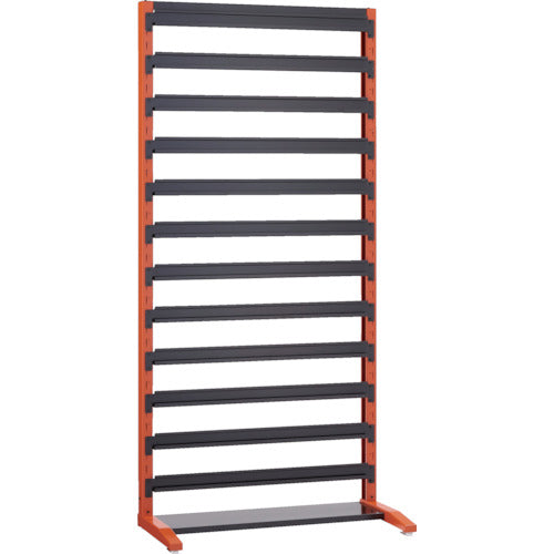 ＴＲＵＳＣＯ　ＵＰＲ型ビンラック　片面　Ｈ１９００　棚受１２個付　黒