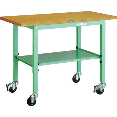 ＴＲＵＳＣＯ　ＵＴＶＣ型移動作業台　１２００Ｘ６００　キャスター付　ヤンググリーン色