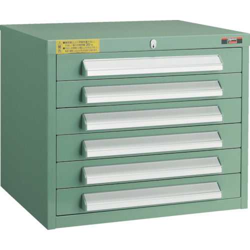 ＴＲＵＳＣＯ　ＷＬＶＲ型キャビネット　５００Ｘ４１２ＸＨ４２０　引出６段　緑