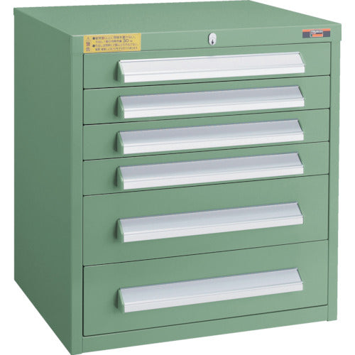 ＴＲＵＳＣＯ　ＷＬＶＲ型キャビネット　５００Ｘ４１２ＸＨ５４０　引出６段　緑
