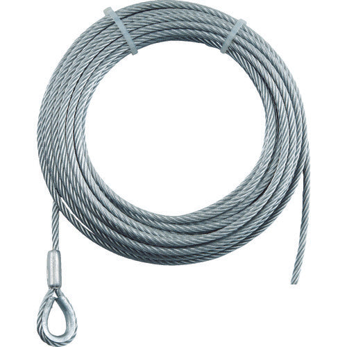ＴＲＵＳＣＯ　手動ウインチ用ワイヤーΦ９×２０Ｍ用（シンブル入りロック加工）