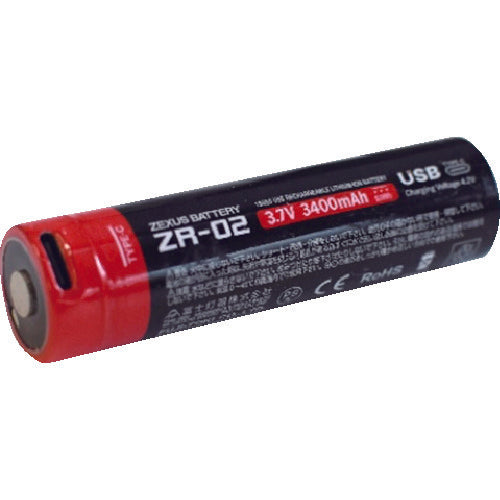 ＺＥＸＵＳ　ＬＥＤヘッドライト専用リチウム電池　ＺＲ−０２　３４００ｍＡｈ