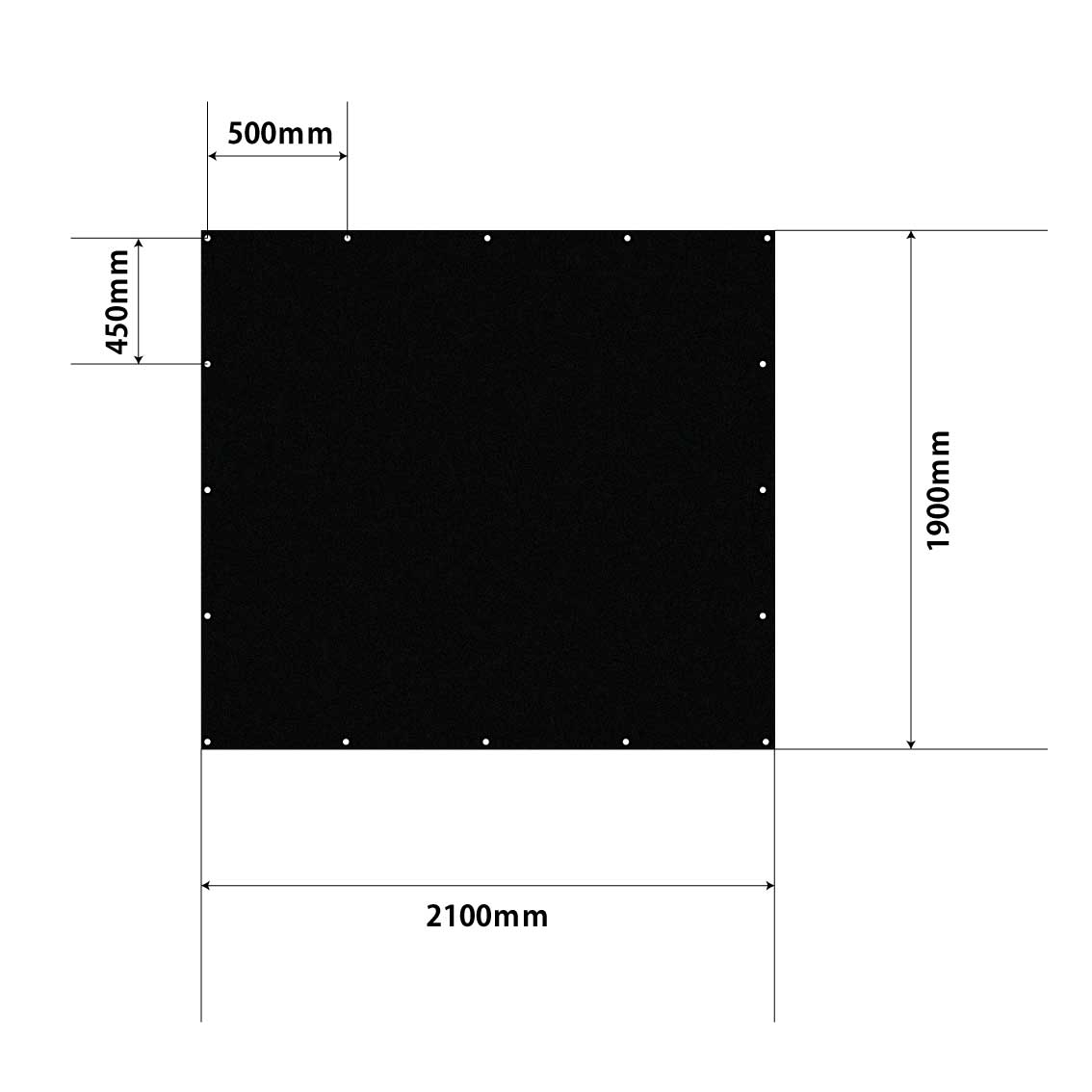 【規格サイズトラックシート】鬼Black（エステル帆布6号）(L)2,100mm×(W)1,900mm